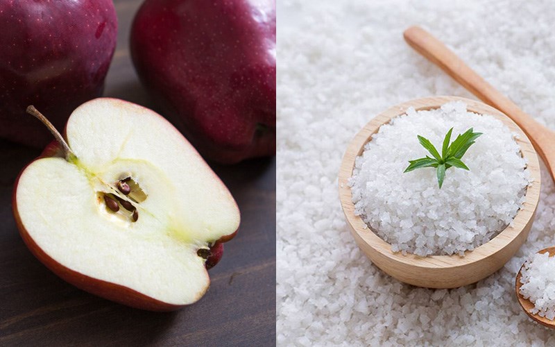 Sử dụng muối giúp táo gọt ra không bị thâm